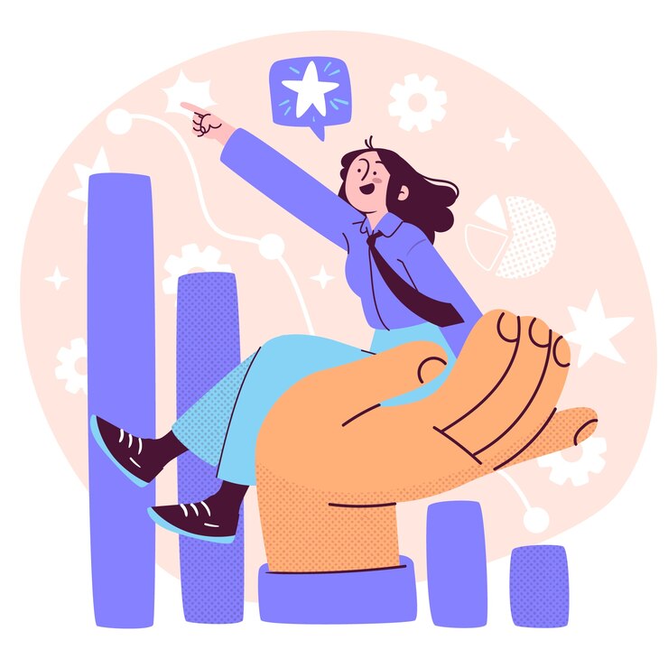 Desenho de uma mulher sentada em uma mao